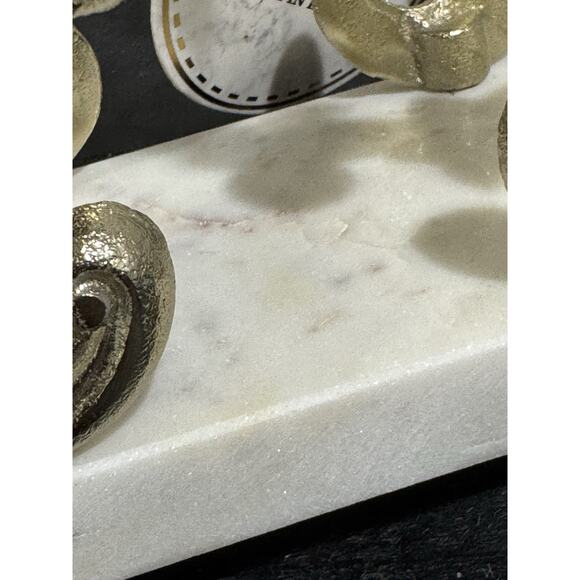 Made In India Ornate Gold Napkin Holder White Faux Marble Base Kitchen Decor - Picture 9 of 12